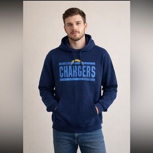 Majestic San Diego Chargers Hoodie Men 2XL Blue Pullover Pocket Bolt Fandom NFL